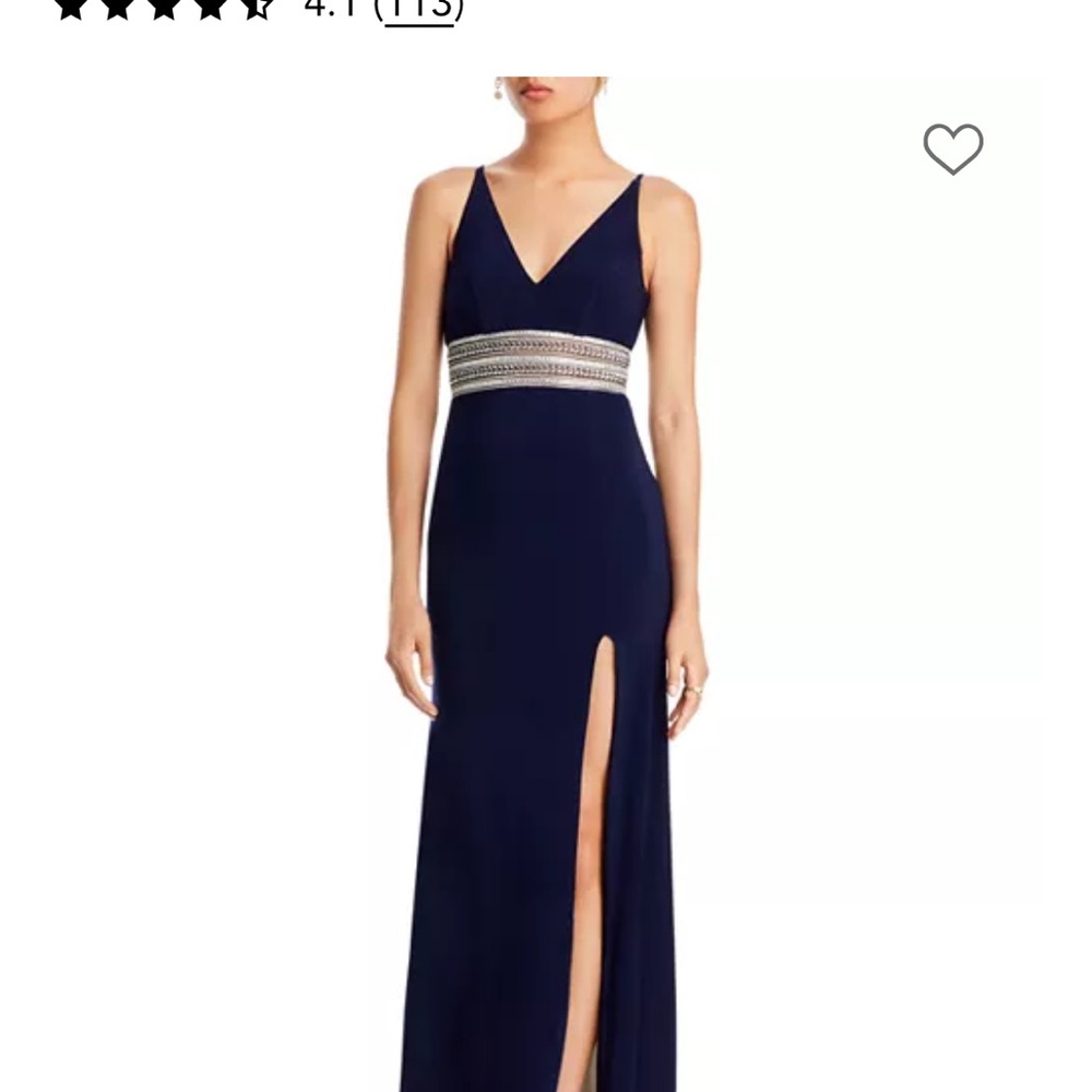 Aqua Navy Maxi Dress with Slit